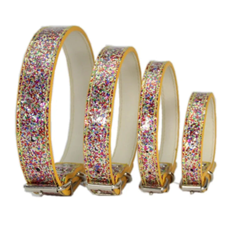 Bling Adjustable Leather Collar – Shiny Pet Collar for Small & Medium Cats & Dogs