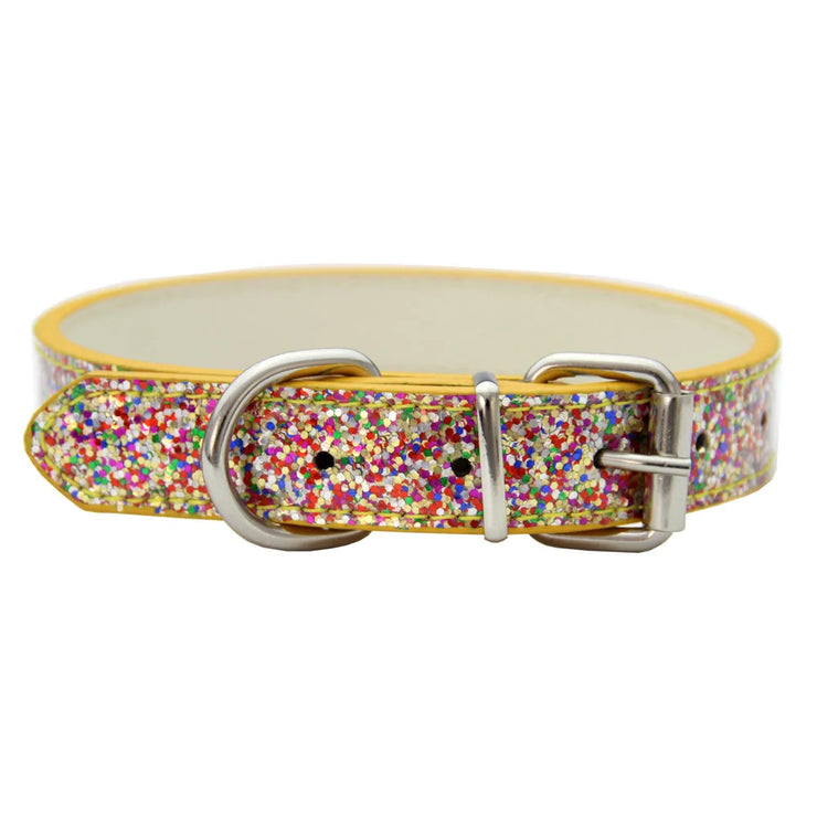 Bling Adjustable Leather Collar – Shiny Pet Collar for Small & Medium Cats & Dogs