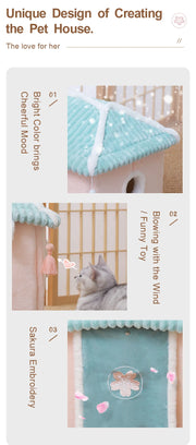 Cozy Enclosed Cat & Puppy Bed – Warm Winter Pet House