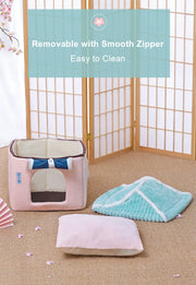 Cozy Enclosed Cat & Puppy Bed – Warm Winter Pet House
