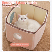 Cozy Enclosed Cat & Puppy Bed – Warm Winter Pet House