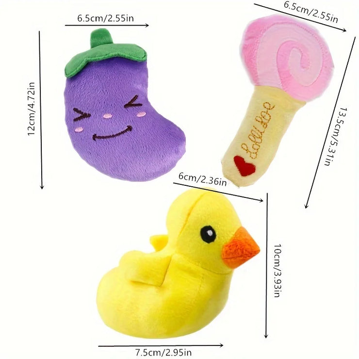 10-Pack Plush Puppy Chew Toys – Squeaky Fruit & Vegetable Set