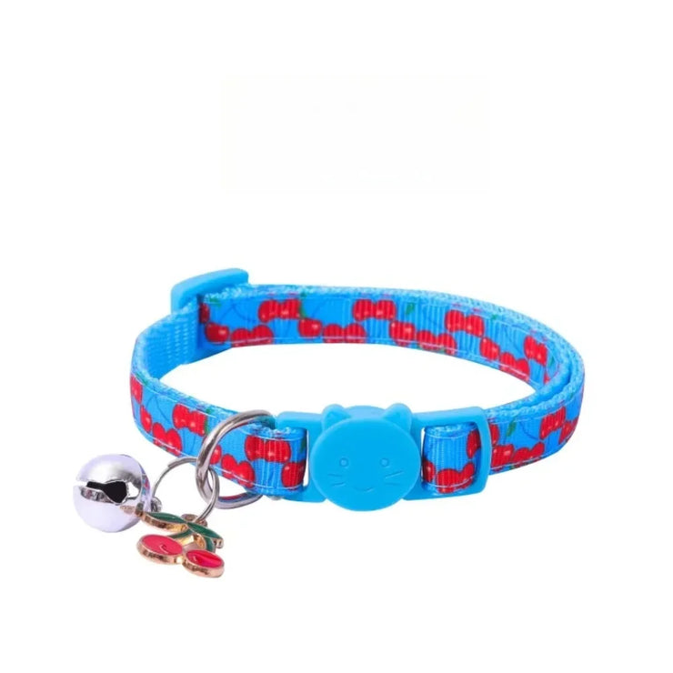 Adjustable Cat & Puppy Collar with Bell – Printed Fashion Pet Accessory