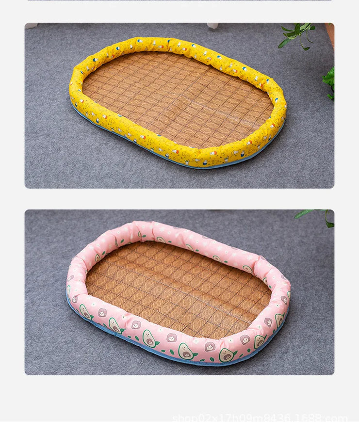 Summer Rattan Pet Bed Mat – All-Season Cat & Dog Pad