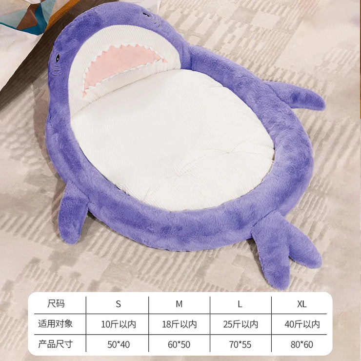 2025 Shark Pet Bed – Cozy Soft Cotton Nest for Cats & Dogs