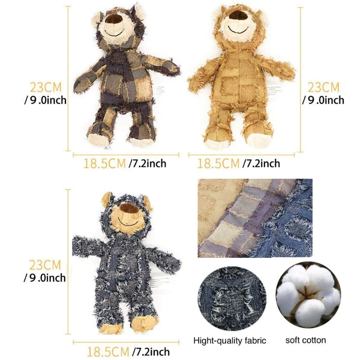 Plush Teddy Bear Dog Toy – Interactive Chew & Squeak for Teeth Cleaning