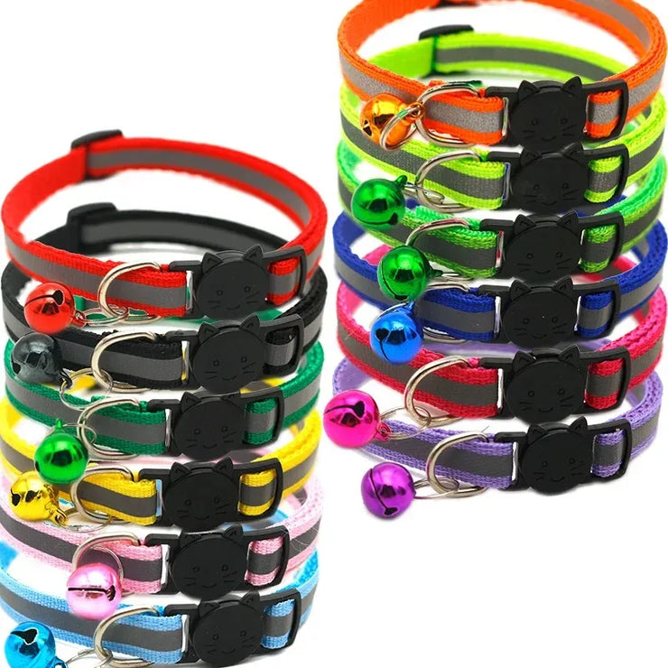 10-Pack Adjustable Cat & Puppy Collars with Bell – Wholesale Set