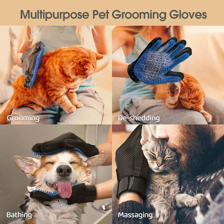Pet Grooming Glove – Deshedding & Massage Brush for Cats, Dogs & Horses