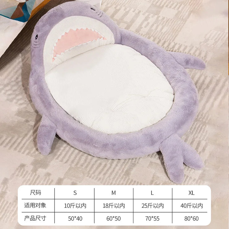 2025 Shark Pet Bed – Cozy Soft Cotton Nest for Cats & Dogs