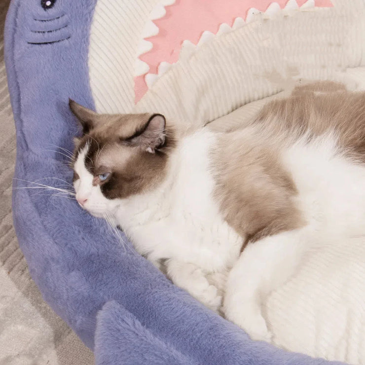 2025 Shark Pet Bed – Cozy Soft Cotton Nest for Cats & Dogs