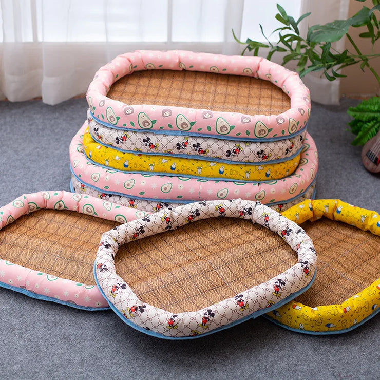 Summer Rattan Pet Bed Mat – All-Season Cat & Dog Pad