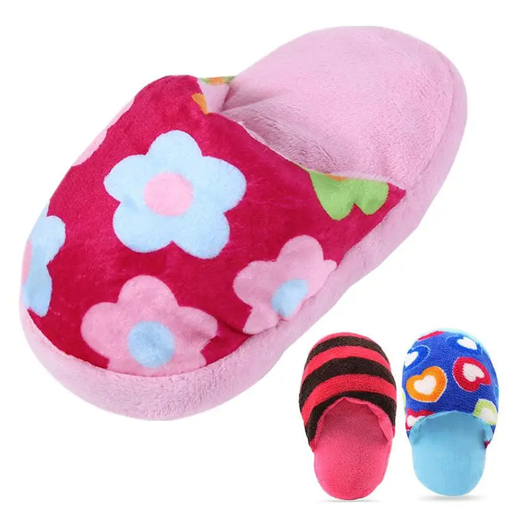 Plush Slipper Squeaky Pet Toy – Chew & Play for Dogs & Cats