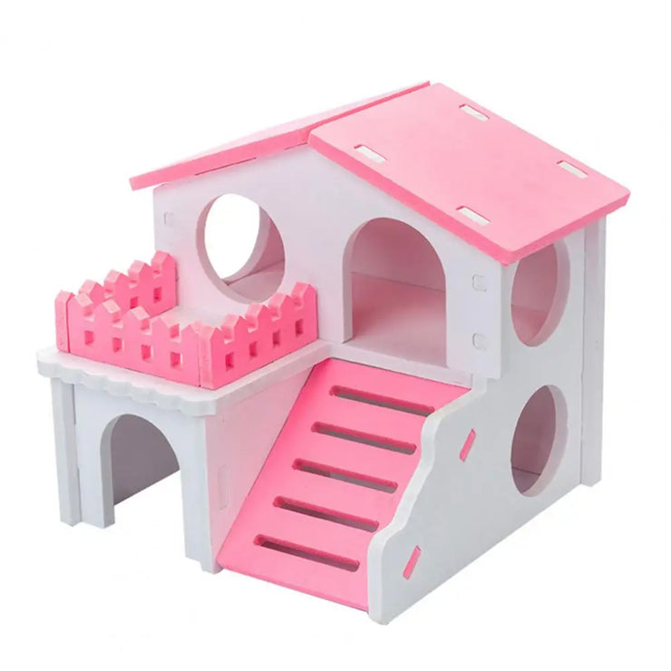 Wooden Multi-Layer Hamster & Small Pet Hideout Hut