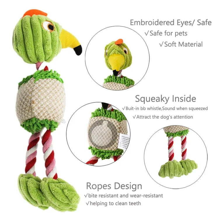 Plush Bird-Shaped Dog Toy – Squeaky Chew & Interactive Rope for Pets