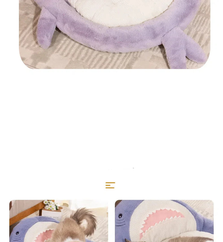 2025 Shark Pet Bed – Cozy Soft Cotton Nest for Cats & Dogs