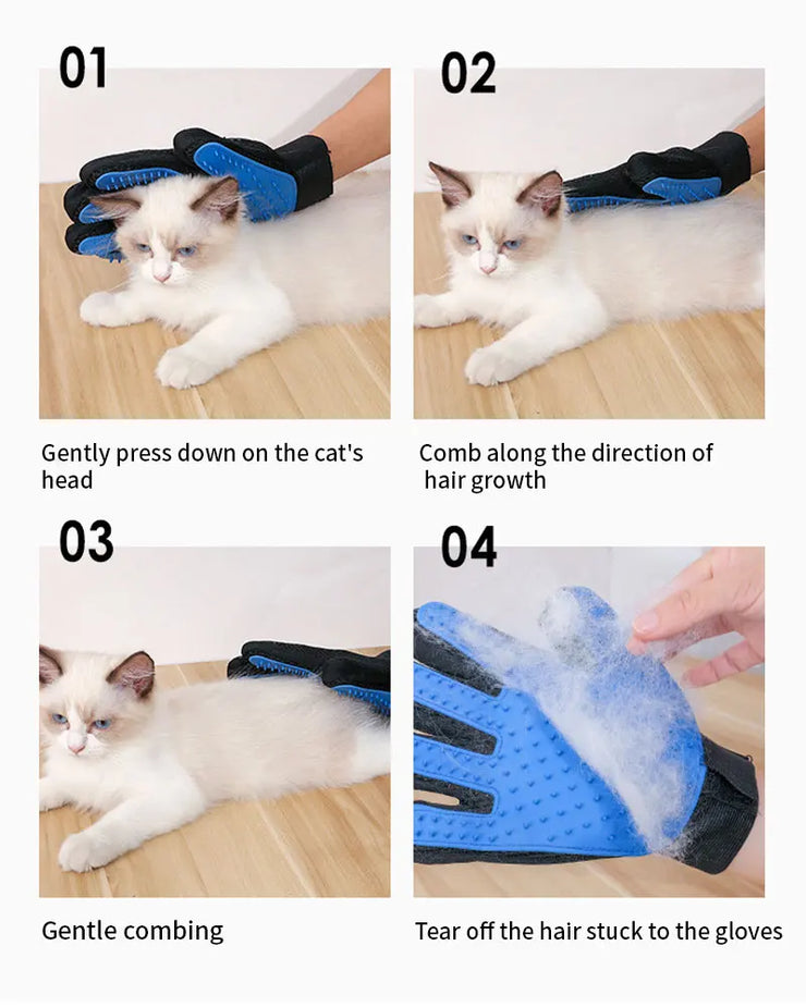 Pet Grooming & Deshedding Glove – Brush for Cats, Dogs & Rabbits