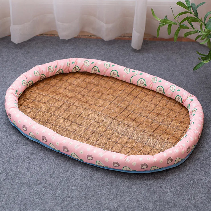 Summer Rattan Pet Bed Mat – All-Season Cat & Dog Pad