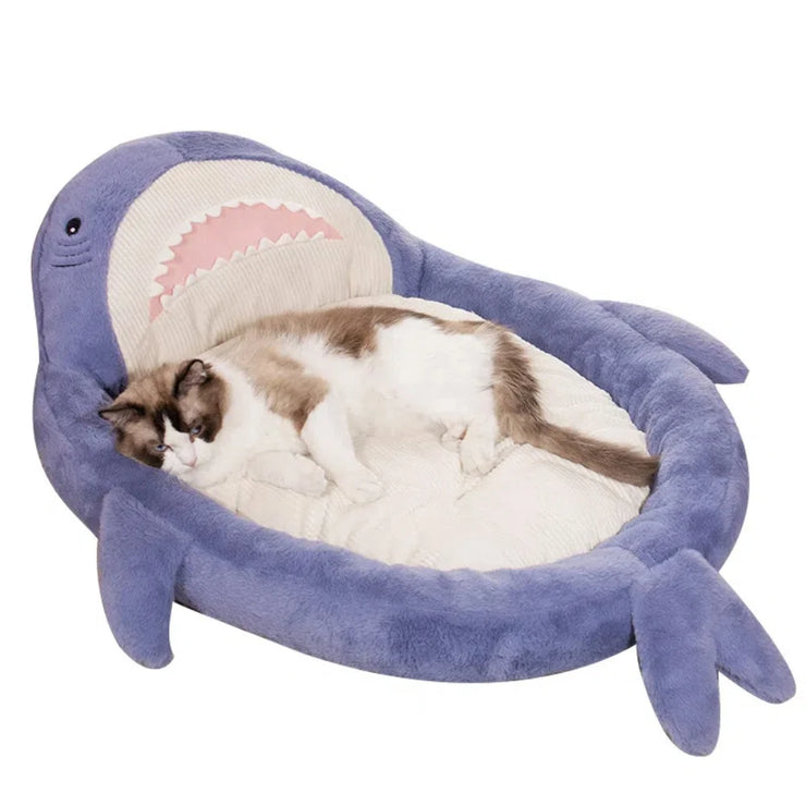 2025 Shark Pet Bed – Cozy Soft Cotton Nest for Cats & Dogs