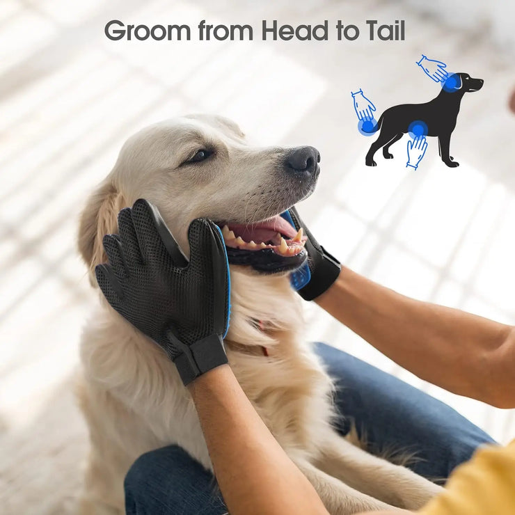 Pet Grooming Glove – Deshedding & Massage Brush for Cats, Dogs & Horses
