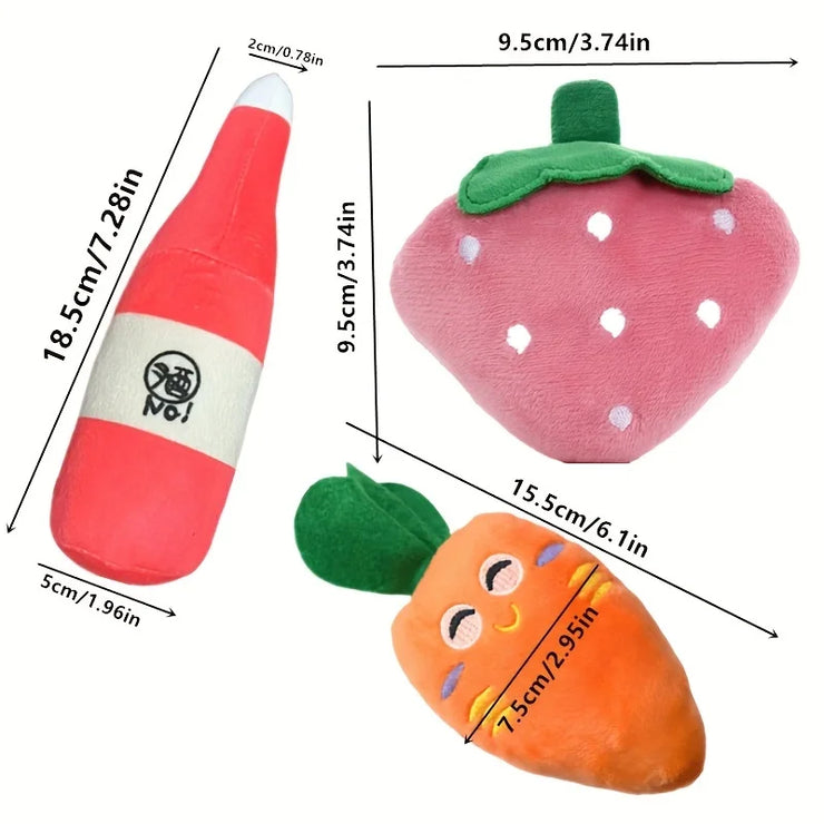 10-Pack Plush Puppy Chew Toys – Squeaky Fruit & Vegetable Set