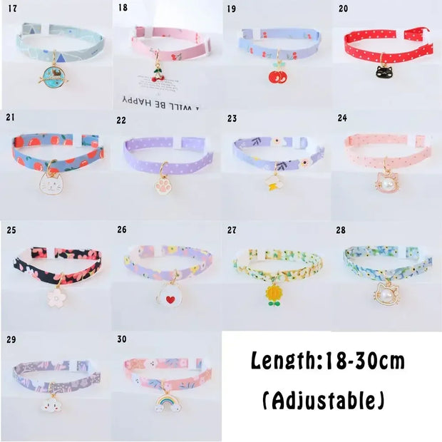 Cute Adjustable Breakaway Cat & Kitten Collar with Pendant