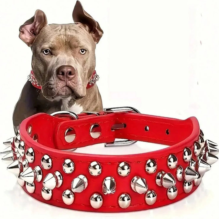 Adjustable PU Leather Dog Collar – Anti-Bite with Rust-Resistant Rivets