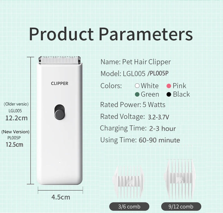 Wireless Electric Pet Clippers – Low-Noise Waterproof Grooming for Cats & Dogs