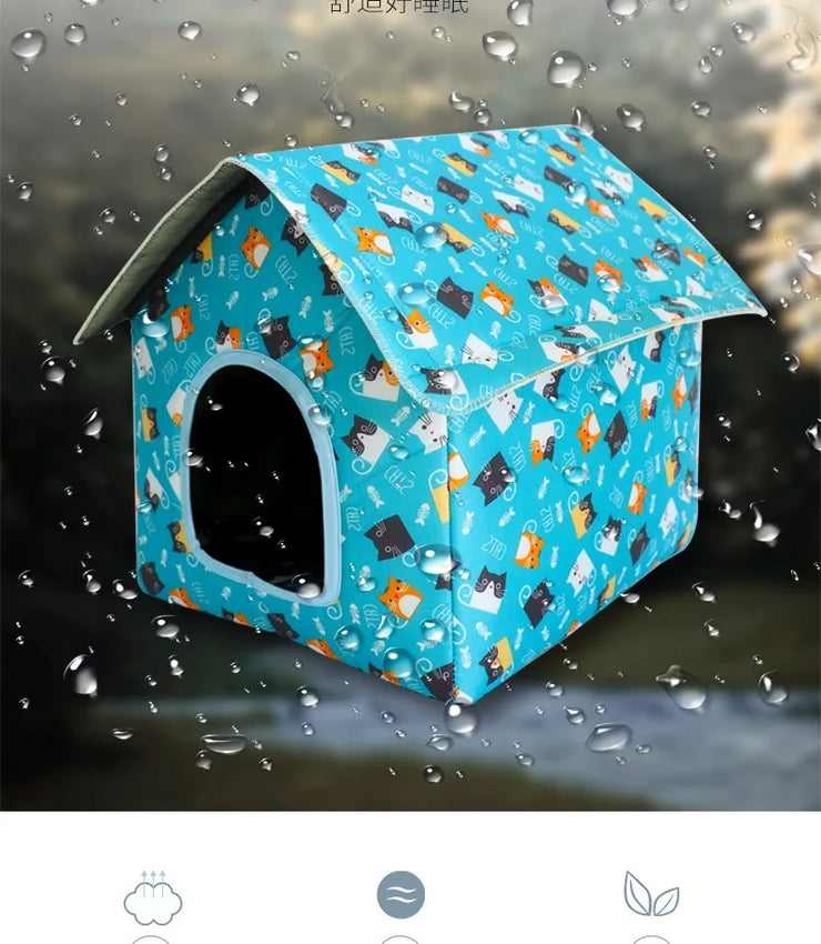 Waterproof Foldable Pet House for Cats & Dogs – Outdoor Use