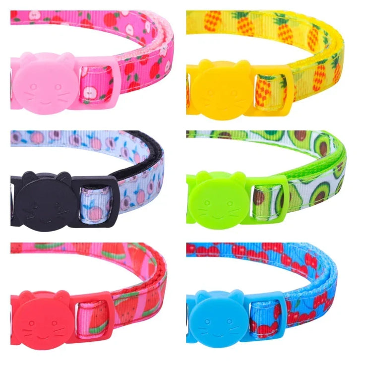 Adjustable Cat & Puppy Collar with Bell – Printed Fashion Pet Accessory