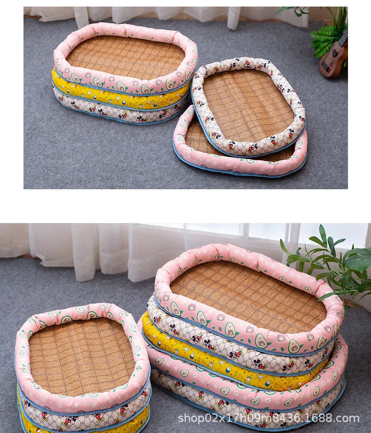 Summer Rattan Pet Bed Mat – All-Season Cat & Dog Pad