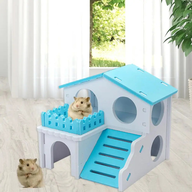 Wooden Multi-Layer Hamster & Small Pet Hideout Hut