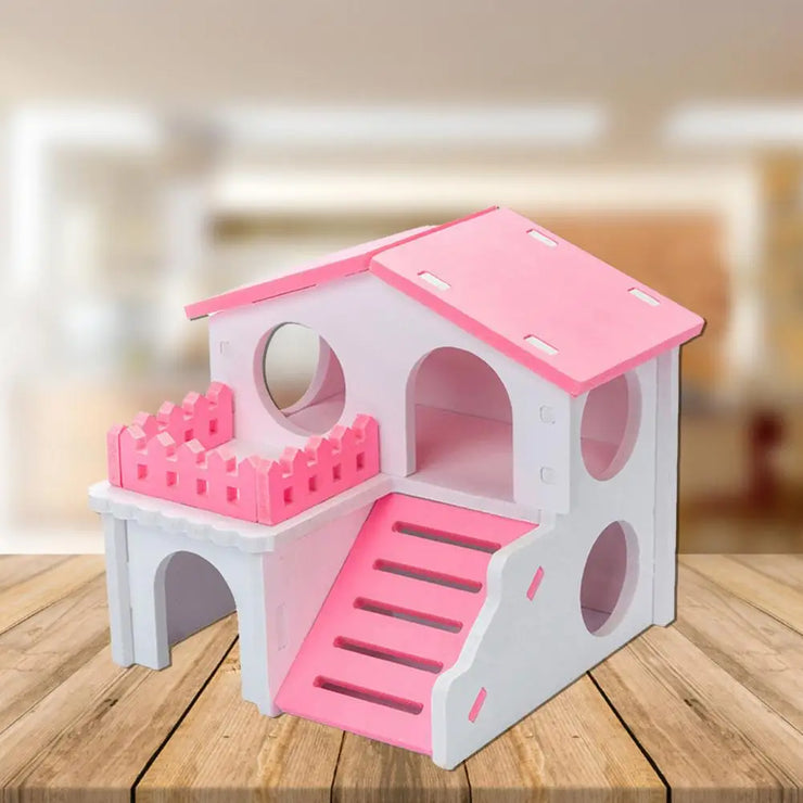 Wooden Multi-Layer Hamster & Small Pet Hideout Hut