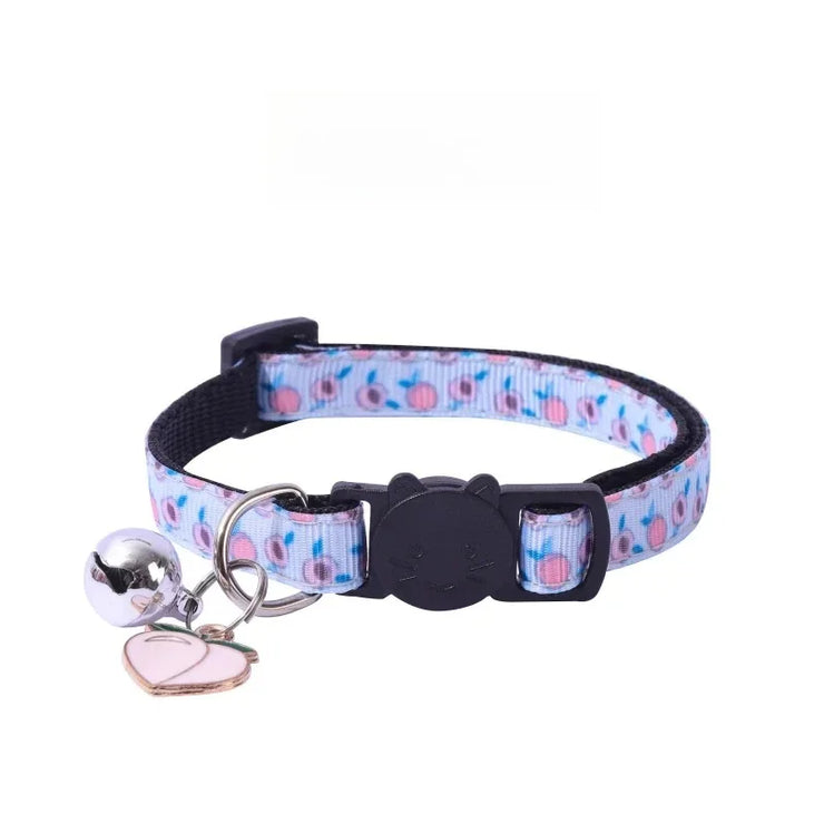 Adjustable Cat & Puppy Collar with Bell – Printed Fashion Pet Accessory