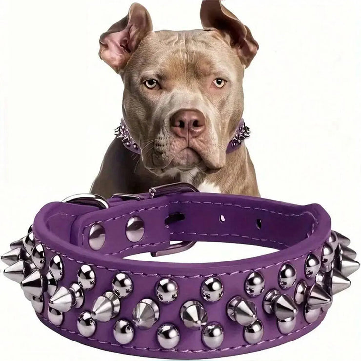 Adjustable PU Leather Dog Collar – Anti-Bite with Rust-Resistant Rivets