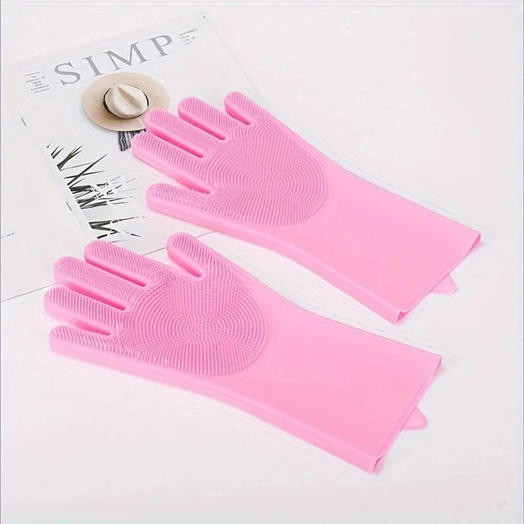 Silicone Pet Bathing & Hair Removal Gloves – For Cats & Dogs