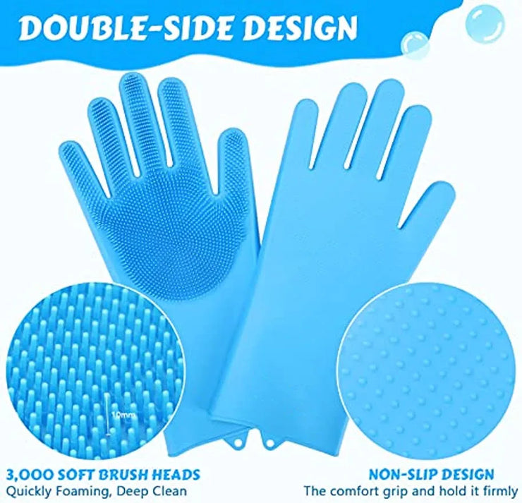 Pet Bathing & Grooming Gloves – Silicone Hair Removal & Massage for Cats & Dogs