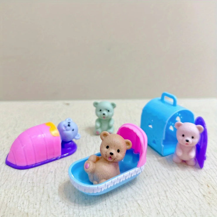 Children’s Playhouse Pet & Teddy Bear Toy Set – Family Scene Play Gift