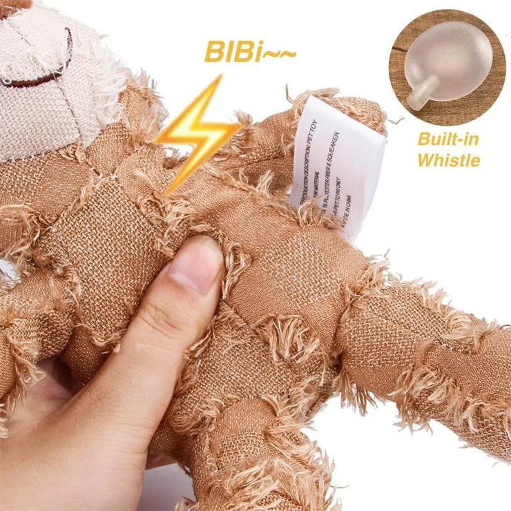 Plush Teddy Bear Dog Toy – Interactive Chew & Squeak for Teeth Cleaning
