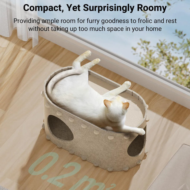 Cat Tunnel Bed with Scratching Board – Double-Layer Pet House & Sofa
