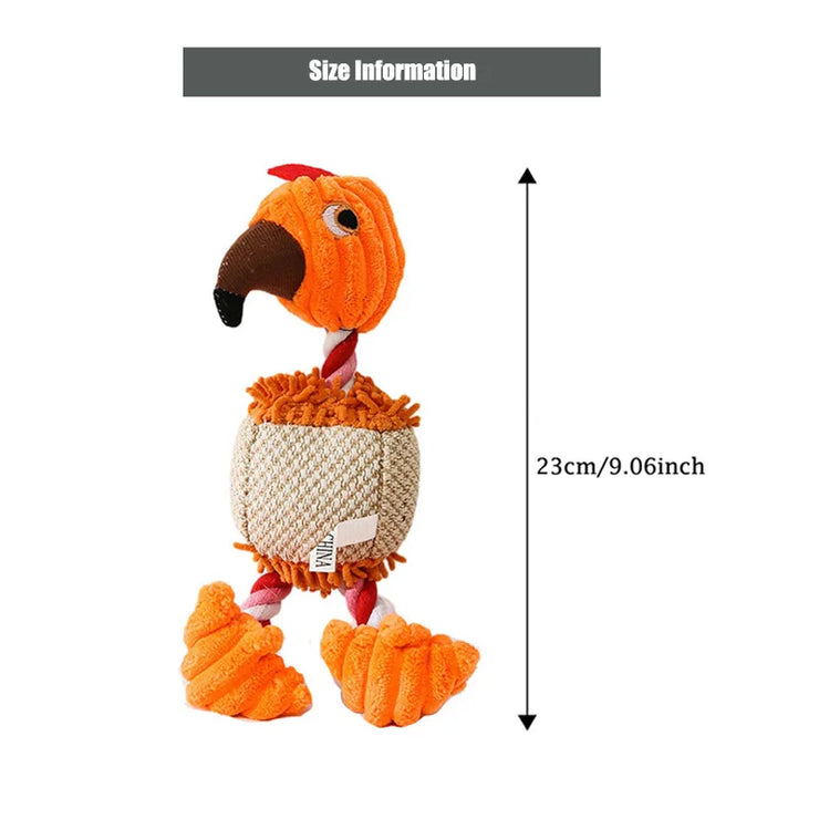 Plush Bird-Shaped Dog Toy – Squeaky Chew & Interactive Rope for Pets
