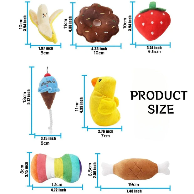 7-Piece Plush Puppy Toy Set – Chewable Fruit & Vegetable Sounds