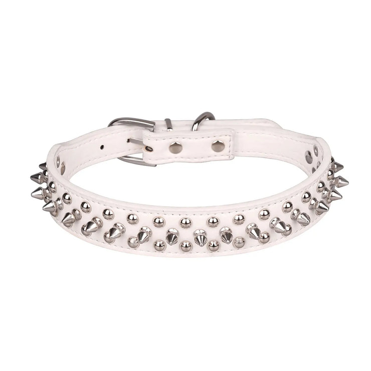 Adjustable PU Leather Dog Collar – Anti-Bite with Rust-Resistant Rivets