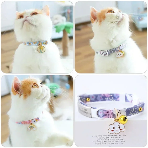 Cute Adjustable Breakaway Cat & Kitten Collar with Pendant