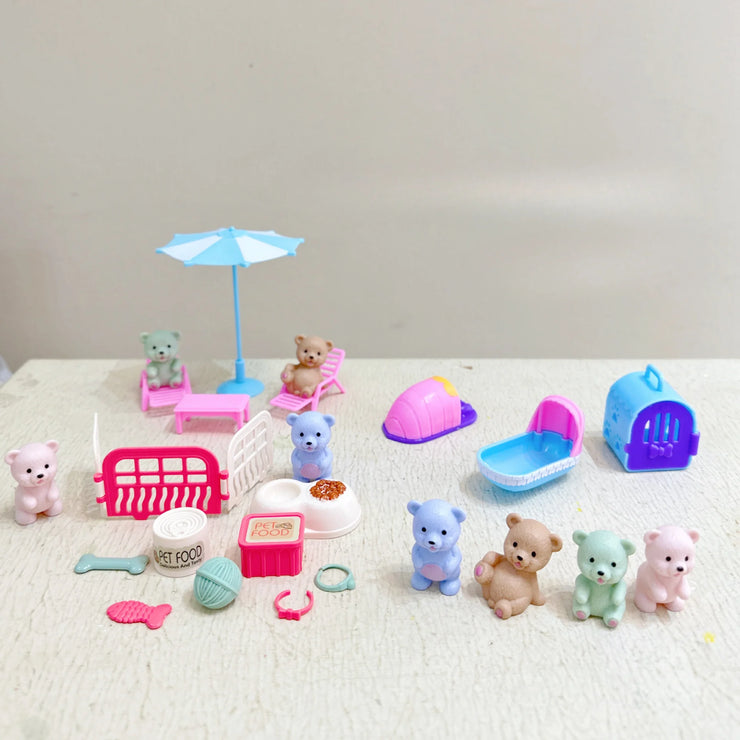 Children’s Playhouse Pet & Teddy Bear Toy Set – Family Scene Play Gift