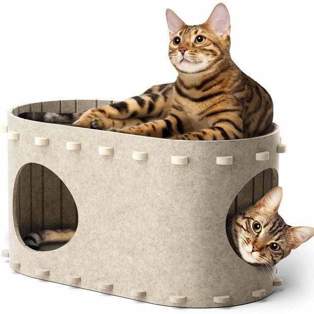 Cat Tunnel Bed with Scratching Board – Double-Layer Pet House & Sofa