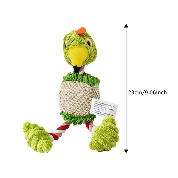Plush Bird-Shaped Dog Toy – Squeaky Chew & Interactive Rope for Pets