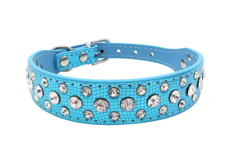 Adjustable Rhinestone Pet Collar – PU Leather for Cats & Small Dogs