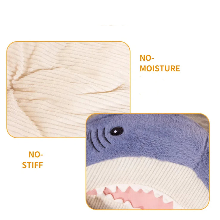 2025 Shark Pet Bed – Cozy Soft Cotton Nest for Cats & Dogs