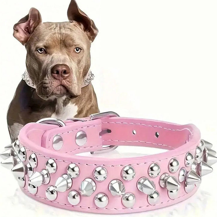 Adjustable PU Leather Dog Collar – Anti-Bite with Rust-Resistant Rivets