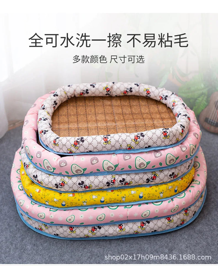 Summer Rattan Pet Bed Mat – All-Season Cat & Dog Pad
